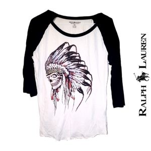 ●SALE●Ralph Lauren T-Shirt with Native American Print vtg